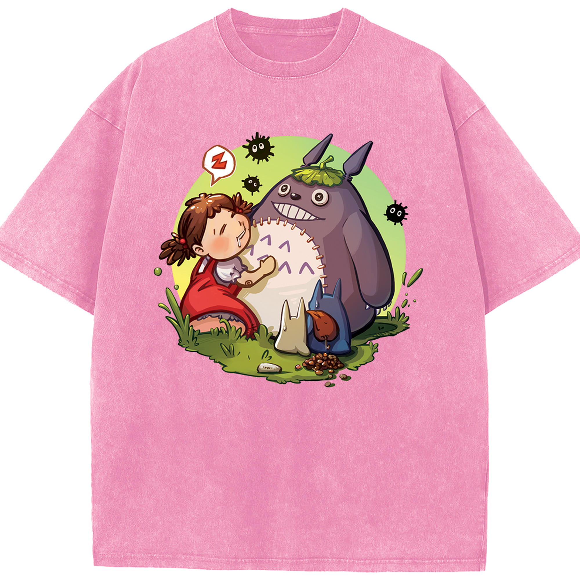 （画像用） となりのトトロ 草壁メイ 草壁サツキ My Neighbor Totoro Satsuki Kusakabe Mei Kusakabe 綿100% ヴィンテージ風 半袖Tシャツ（フロントプリント）
